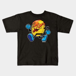 Happy Smiling Waffle Mascot with Maple Syrup and Butter Kids T-Shirt